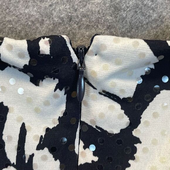 DRESSBARN Slimming Sleeveless Ruched Sequin Dress Black White Size 20W Cocktail - Picture 12 of 14